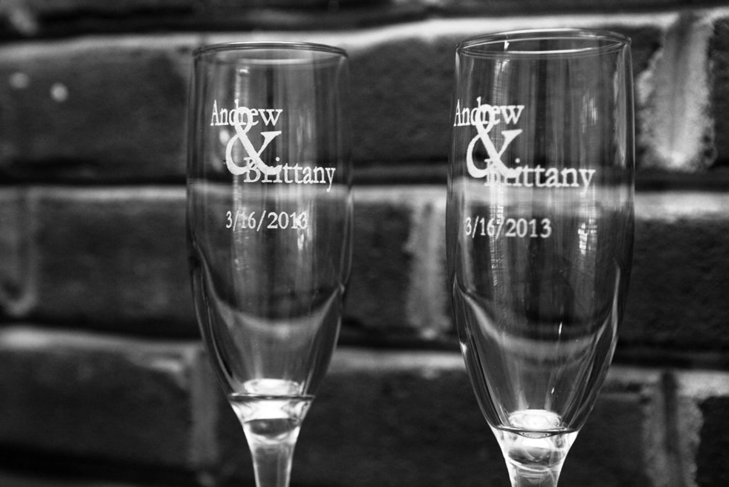 Toasting Flutes - Set of two - Wedding, Anniversary, Engagement Champagne Flutes