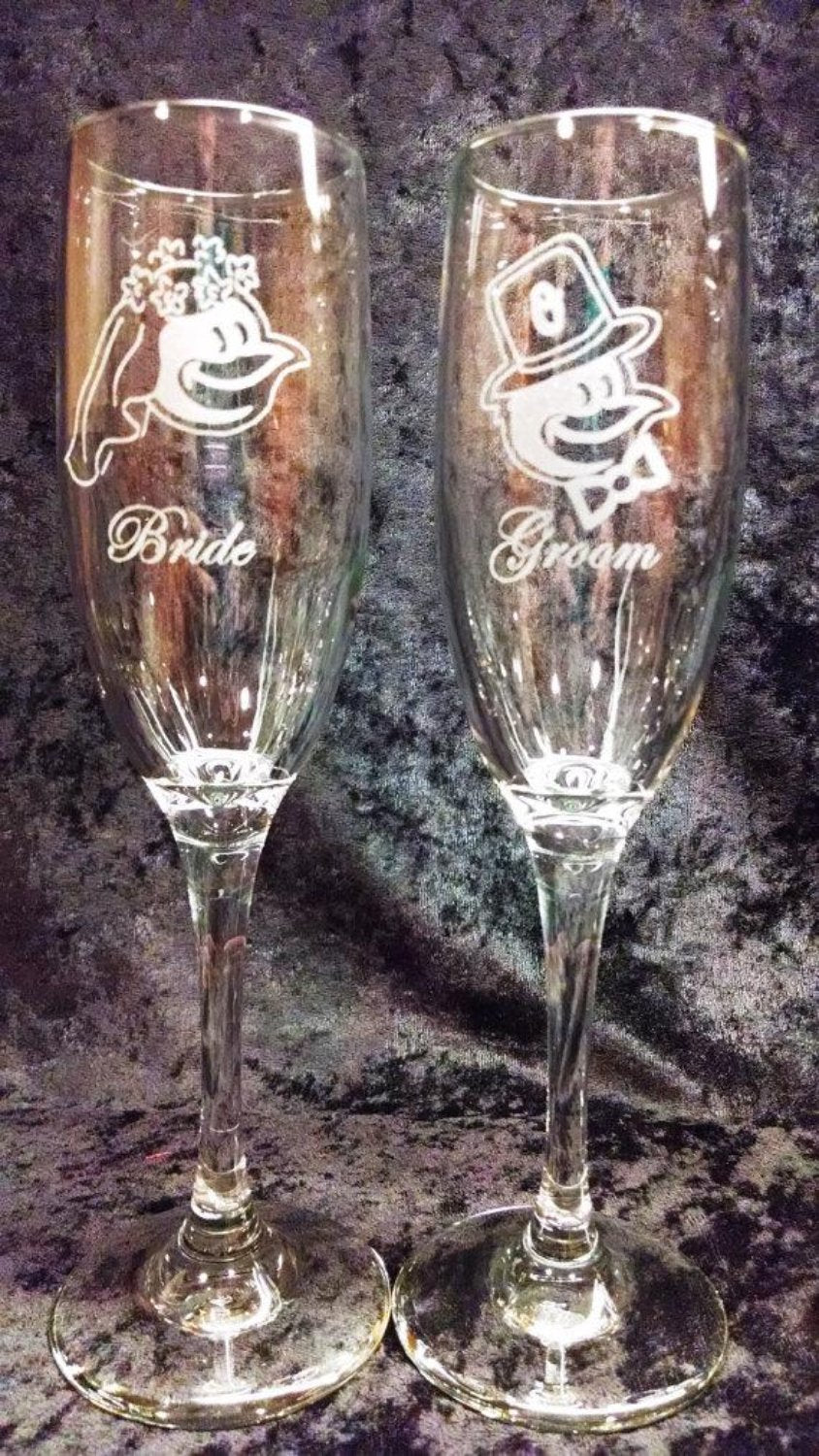 Toasting Flutes - Set of two - Wedding, Anniversary, Engagement Champagne Flutes