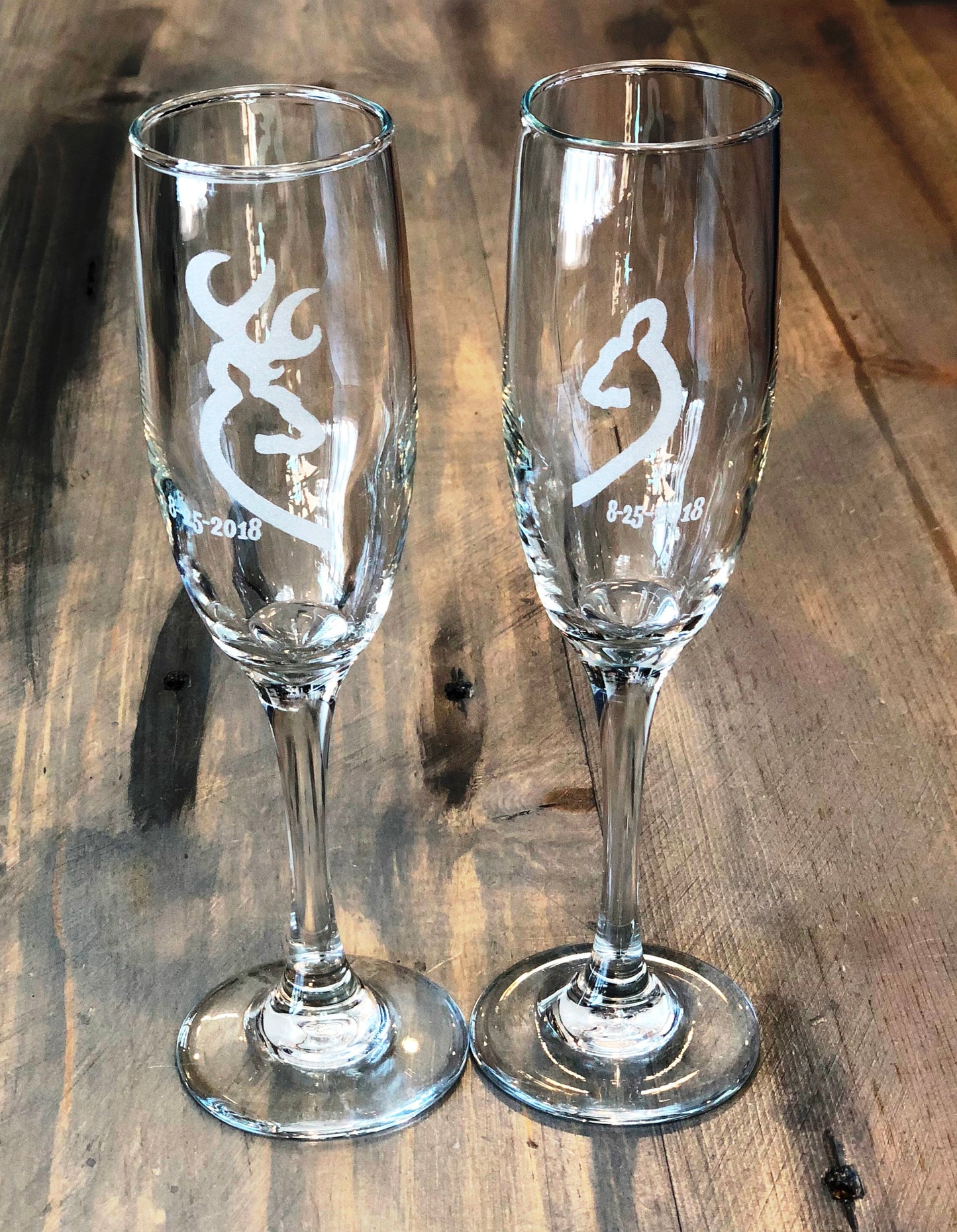 Toasting Flutes - Set of two - Wedding, Anniversary, Engagement Champagne Flutes