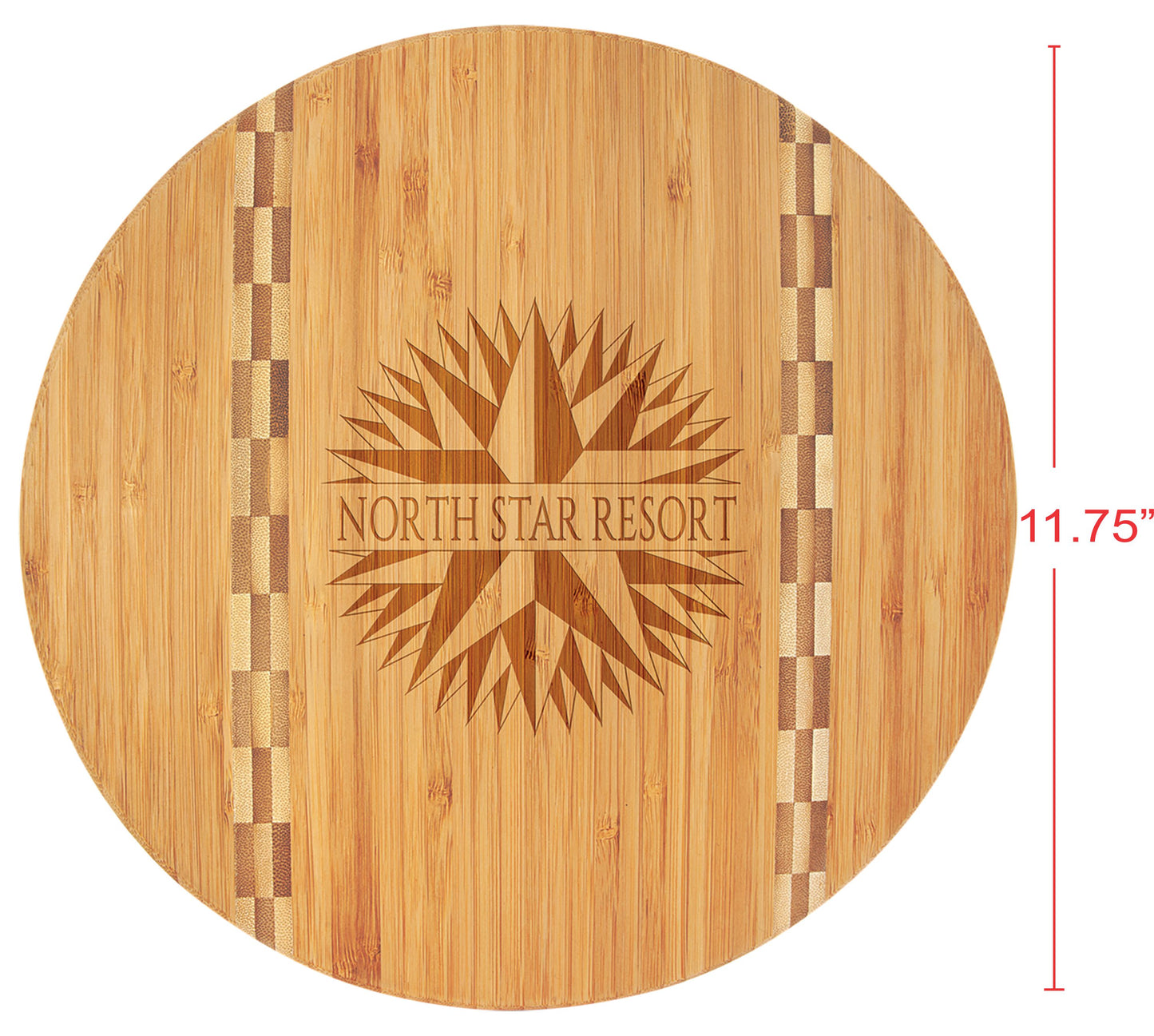 Bamboo Round Cutting Board with Butcher Block Inlay 11-3/4"