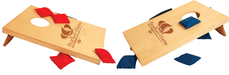 Mini Wood Bag Toss Game with 4 Red & 4 Blue Bags