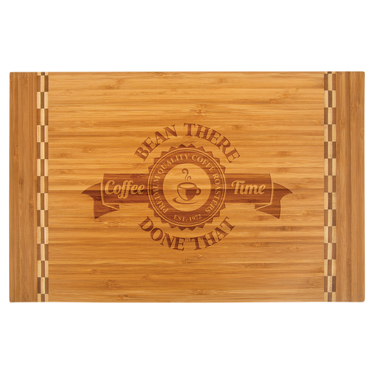 Bamboo Rectangle Cutting Board with Butcher Block inlay