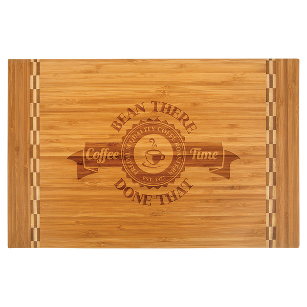 Bamboo Rectangle Cutting Board with Butcher Block inlay