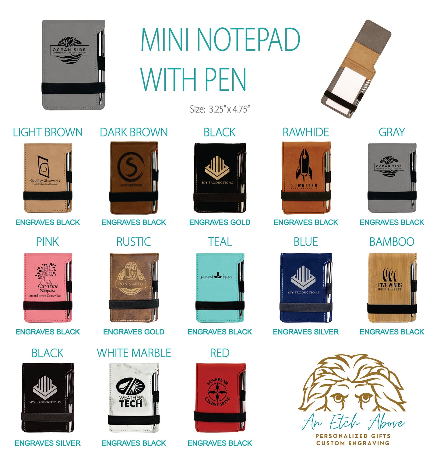 Mini Notepad with Pen - 13 color options