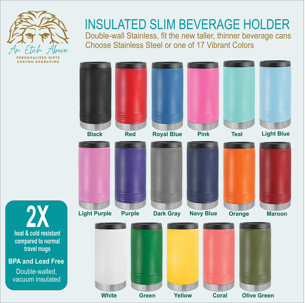 Personalized Stainless Steel Insulated Beverage Can Holder