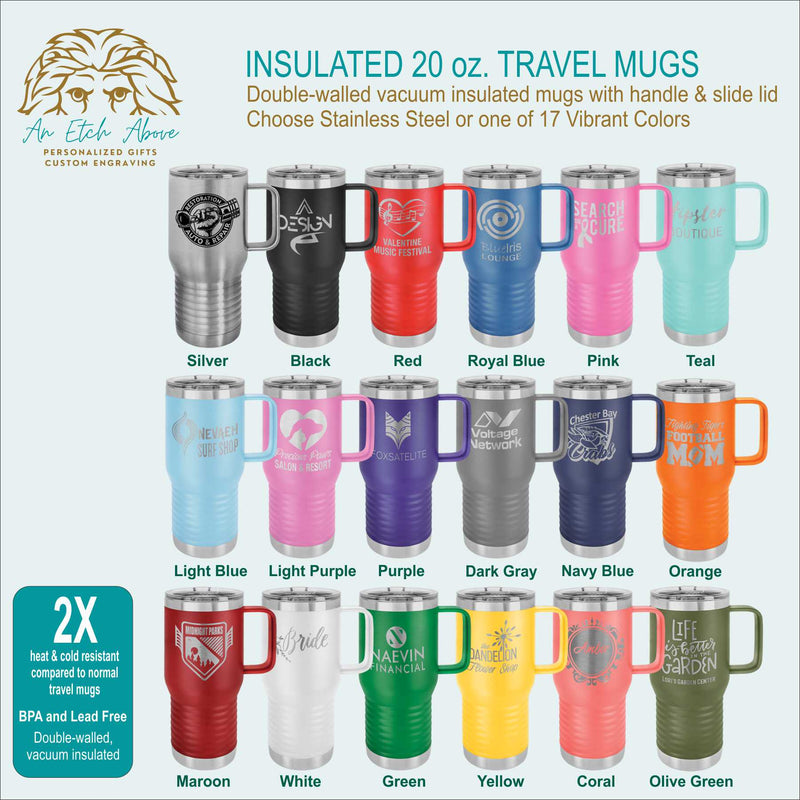 Polar Camel 40 oz. Travel Mug with Handle, Straw Included