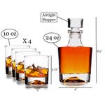 Whiskey Decanter with Glass Airtight Stopper AND four 10oz Whiskey Glasses